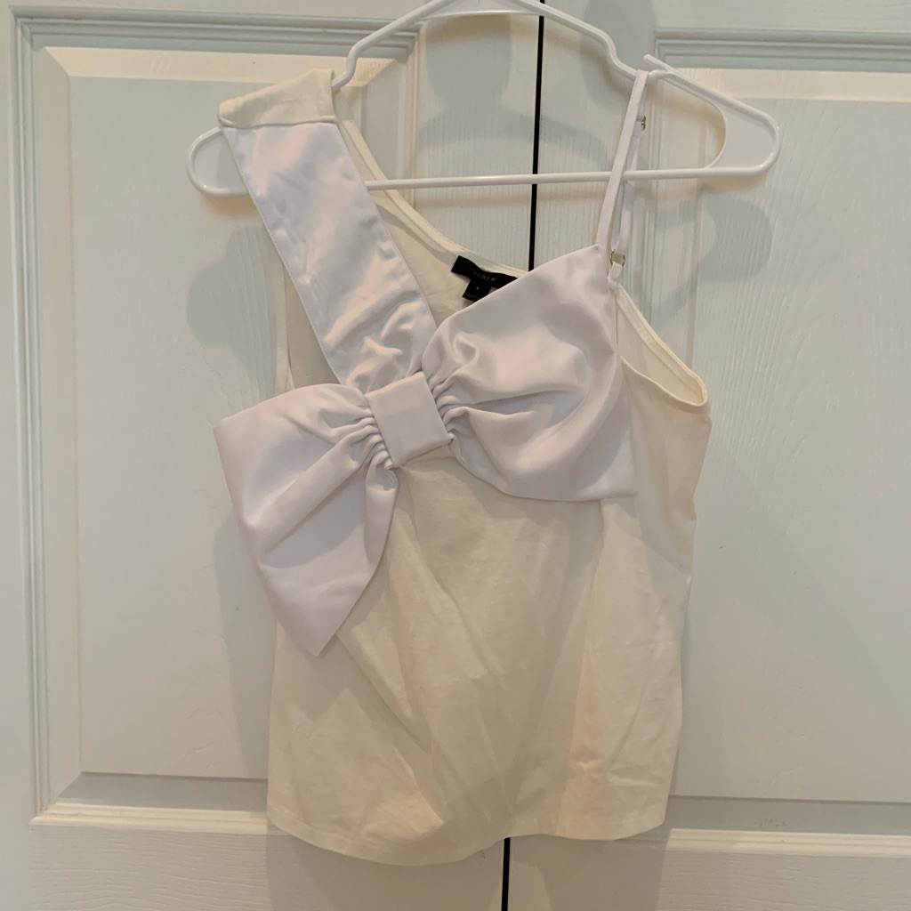 J. Crew White Bow Top